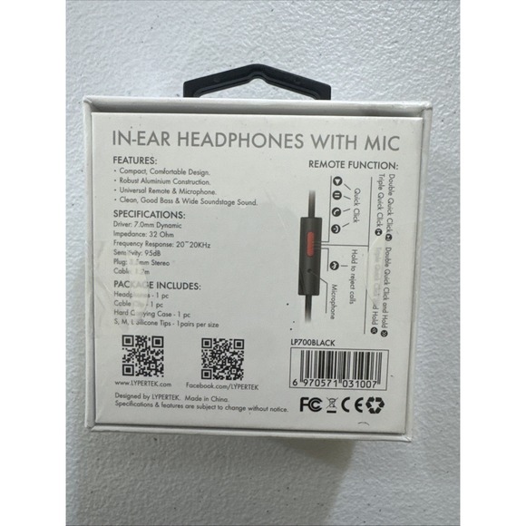 LYPERTEK MEVI - in Ear Headphones with Microphone Black - Picture 2 of 4